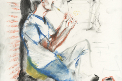 A flute player busker